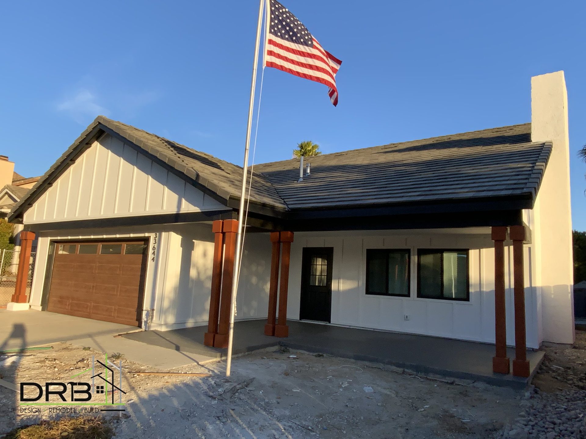 Rebuilt home exterior after fire restoration